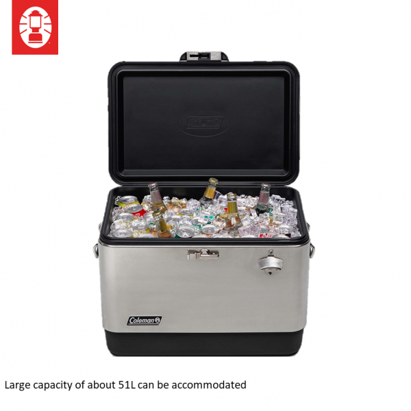 54QT Stainless Steel Belted Cooler Silver
